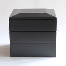 赤木明登　　重箱赤　3段 赤木明登作 面取長手三段重箱 小 赤 243×182×175mm